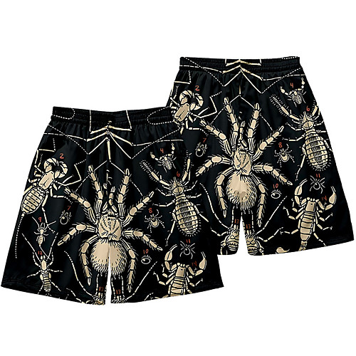 

Casual / Sporty Athleisure Men's Jogger Shorts Daily Holiday Pants Short Spider Scorpion Elastic Waist 3D Print Black
