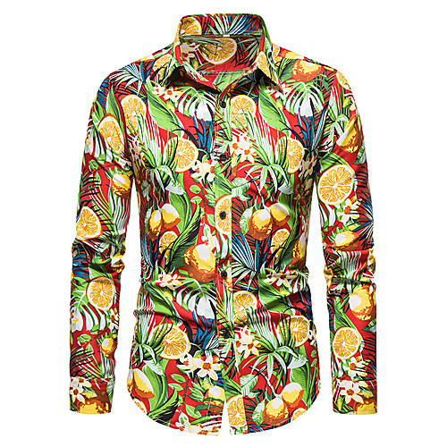 

Men's Shirt Graphic Long Sleeve Casual Tops Simple Black Red Green