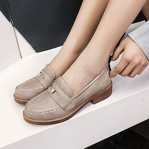 

Women's Loafers & Slip-Ons Classic Loafers Chunky Heel Round Toe Office PU Synthetics Red Black Green