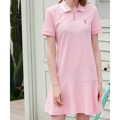 

Women's T Shirt Dress Tee Dress Short Mini Dress Pink Dark Blue Short Sleeve Striped Print Summer Shirt Collar Casual 2021 M L XL XXL / Cotton / Cotton