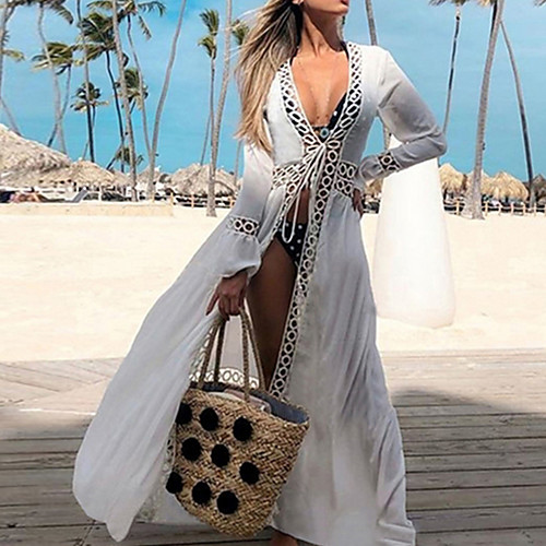 

2020 Bikini Cover-ups Sexy Hollow Out White Cotton Tunic Summer Dress Women Beach Wear Swimsuit Cover Up