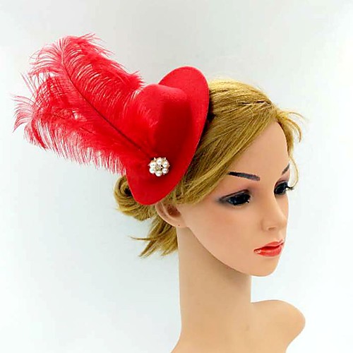 

Elegant Retro Fabric / Feathers Fascinators with Feather 1 Piece Special Occasion / Party / Evening Headpiece