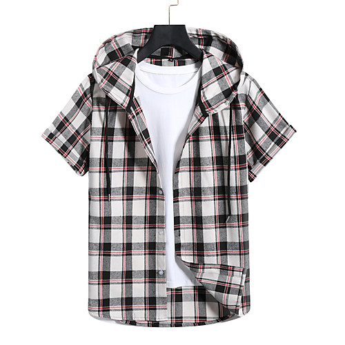 

Sweatshirt Shirt Men's Color Block Plain non-printing Patchwork Casual Short Sleeve Tops Light gray