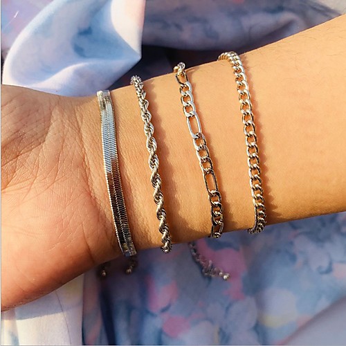 

4pcs Women's Men's Bracelet Layered Vintage Theme Simple Punk European Trendy Alloy Bracelet Jewelry Gold / Silver For Party Evening Sport Gift Date Festival