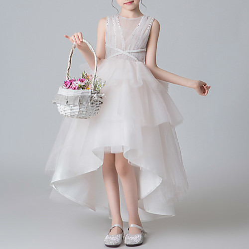 

Princess Asymmetrical Flower Girl Dresses Homecoming Lace Sleeveless Illusion Neck with Lace
