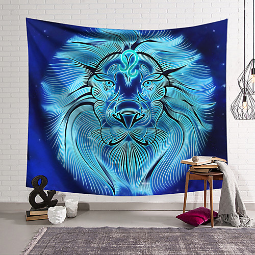 

Wall Tapestry Art Decor Blanket Curtain Hanging Home Bedroom Living Room Color blue Polyester Lion
