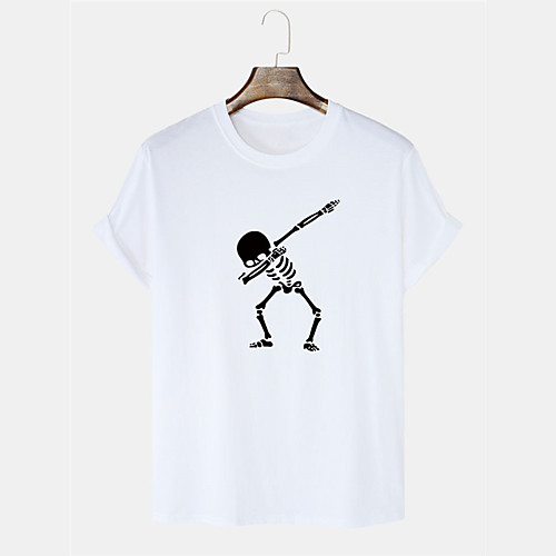 

Men's Unisex T shirt Shirt Hot Stamping Graphic Prints Skull Plus Size Print Short Sleeve Daily Tops 100% Cotton Basic Casual Round Neck White Blushing Pink Black / Summer