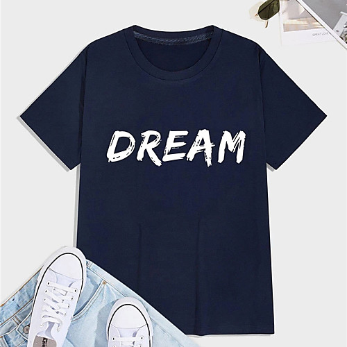 

Men's Unisex T shirt Shirt Hot Stamping Graphic Prints Letter Plus Size Print Short Sleeve Casual Tops 100% Cotton Basic Casual Fashion Round Neck Navy Blue / Summer