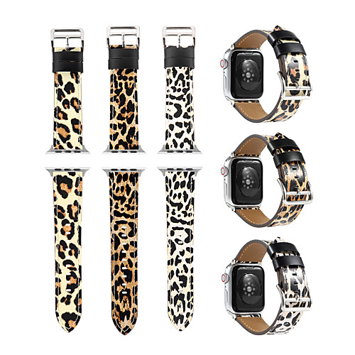 

Watch Band for Apple Watch Series 6 / SE / 5/4 44mm / 40mm / Apple Watch Series 3/2/1 38mm 42mm Apple Leopard Leather Loop Genuine Leather Wrist Strap