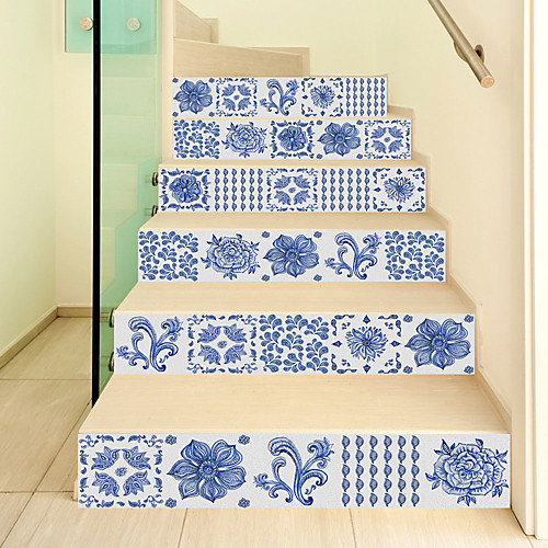 

Creative 3d Staircase Sticker Blue And White Porcelain Style Decoration Home Sticker Waterproof Three-dimensional Wall Sticker