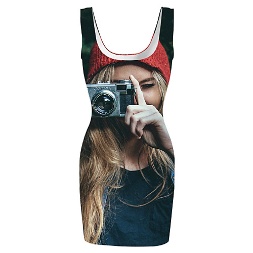 

Women's Sports Dress Short Mini Dress Black Sleeveless Print Print Spring Summer Round Neck Casual Holiday 2021 S M L XL XXL 3XL