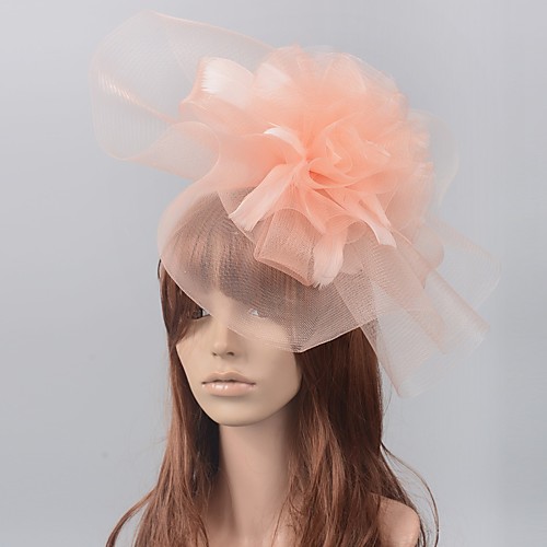 

Retro Hyperbole Tulle Fascinators with Feather / Floral / Solid 1 Piece Special Occasion / Party / Evening Headpiece