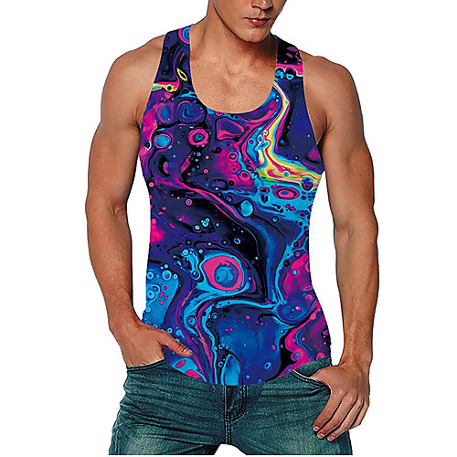 

Men's Tank Top Vest Undershirt Shirt 3D Print 3D 3D Print Print Sleeveless Daily Tops Casual Beach Rainbow / Summer