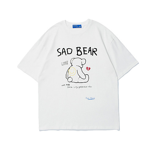 

Men's Unisex T shirt Hot Stamping Graphic Prints Bear Plus Size Print Short Sleeve Casual Tops 100% Cotton Basic Casual Fashion White Black
