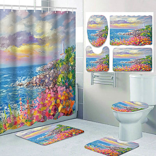 

Bathroom Shower Curtains & Hooks Casual Polyester Waterproof