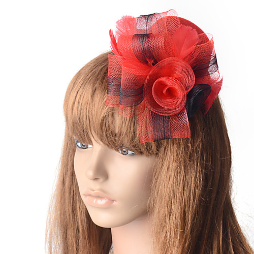 

Retro Cute Tulle Fascinators with Feather / Floral 1 Piece Special Occasion / Party / Evening Headpiece