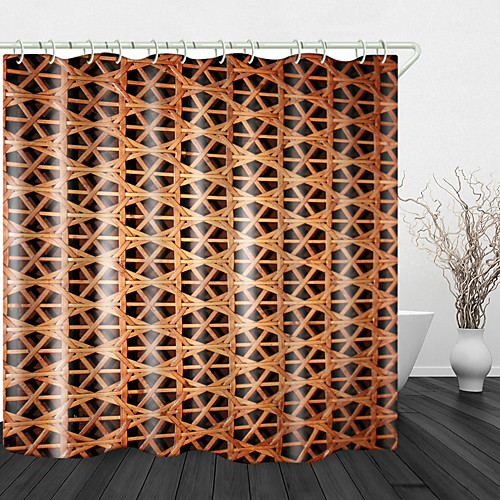 

Beautiful Bamboo Weaving Print Waterproof Fabric Shower Curtain for Bathroom Home Decor Covered Bathtub Curtains Liner Includes with Hooks 72 Inch