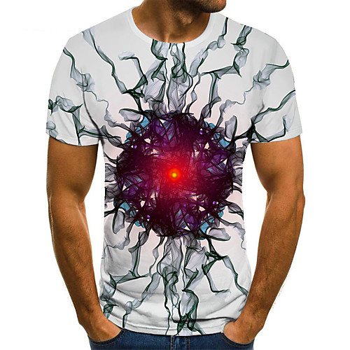 

Men's T shirt Shirt 3D Print Geometric 3D Print Print Short Sleeve Casual Tops Casual Fashion Round Neck Black / Red
