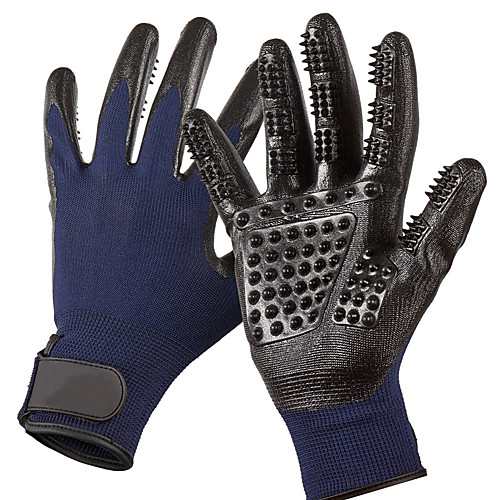 

Dog Cat Pet Grooming Glove Gentle Deshedding Brush Glove Plastic Dog Clean Supply Pet Hair Remover Massage Easy to Clean Deshedding Glove Pet Grooming Supplies Black Blue 2 PCS