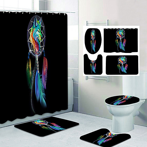 

Dream Catcher Pattern Printing Bathroom Shower Curtain Leisure Toilet Four-Piece Design