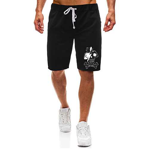 

Men's Casual / Sporty Athleisure Daily Gym Shorts Pants Skull Short Pocket Elastic Drawstring Design Print Black Light Grey