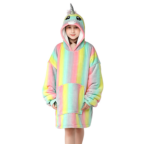 

Kid's Kigurumi Pajamas Unicorn Onesie Pajamas Flannel Fabric Rainbow Cosplay For Boys and Girls Animal Sleepwear Cartoon Festival / Holiday Costumes