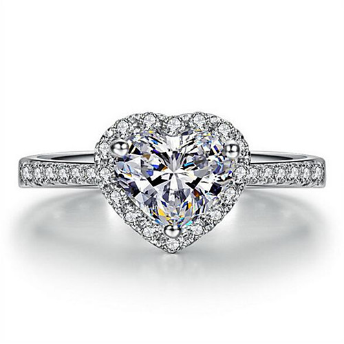 

Band Ring 3D Silver Zircon Copper Silver-Plated Heart Precious Fashion 1pc 7 8 9 / Women's / Promise Ring