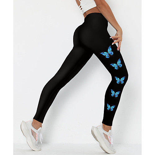 

Women's Colorful Fashion Comfort Skinny Leisure Sports Weekend Leggings Pants Butterfly Graphic Prints Ankle-Length Sporty Elastic Waist Print Black