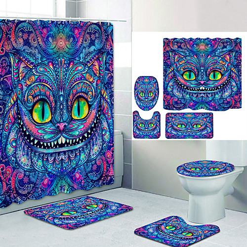 

Bathroom Shower Curtain & Mat Set Modern Polyester New Design