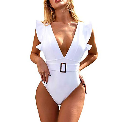 

Women's Swimwear Swimsuit Solid Color White Black Swimwear Bathing Suits Sexy
