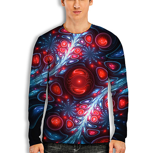 

Men's T shirt 3D Print Graphic Graphic Prints 3D Print Long Sleeve Daily Tops Basic Casual Hawaiian Black / Red