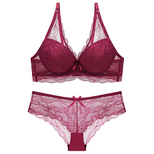 

Women's Bra & Panty Set Underwire Bra 3/4 Cup Lace Printing Blue