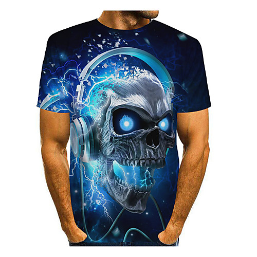

Men's T shirt 3D Print Graphic 3D Skull Print Short Sleeve Daily Tops Rock Streetwear 1# 2# 3#