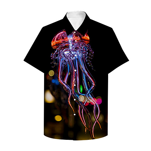 

Men's Shirt 3D Print Graphic Prints Animal Button-Down Print Short Sleeve Daily Tops Casual Designer Big and Tall Black / Summer