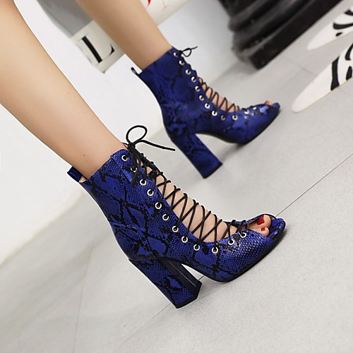 

Women's Sandals Chunky Heel Peep Toe PU Synthetics White Blue Orange