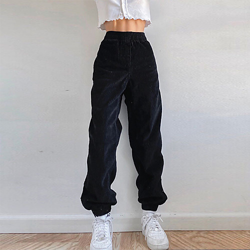 

Women's Stylish Streetwear Comfort Daily Going out Jogger Pants Plain Full Length Black
