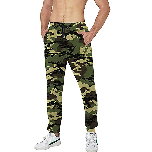 

Men's Casual Athleisure Daily Sports Jogger Pants Sweatpants Pants Camouflage Full Length Drawstring Pocket 3D Print Camouflage Green