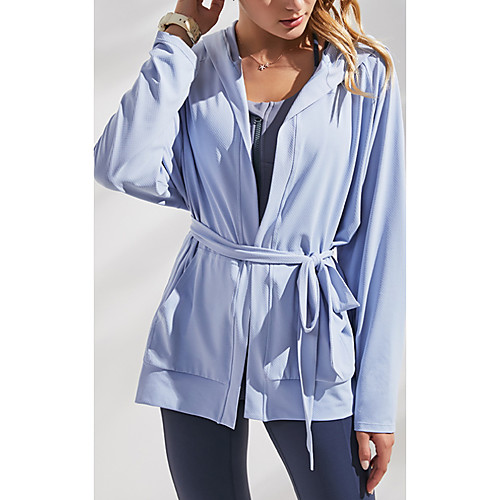 

Women's Hoodied Jacket Sport Spring & Summer Regular Coat Regular Fit Sporty Jacket Solid Colored Blue Blushing Pink