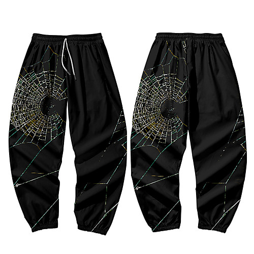 

Men's Casual / Sporty Athleisure Daily Sports Harem Loose Jogger Pants Sweatpants Pants Spider web Full Length 3D Print Elastic Waist Black