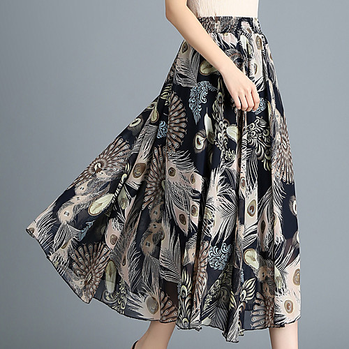 

Women's Date Weekend Streetwear Sophisticated Skirts Graphic Floral Pleated Print Black Blue Khaki