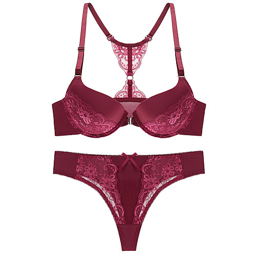 

Women's Bra & Panty Set Underwire Bra 3/4 Cup Lace Printing Blue