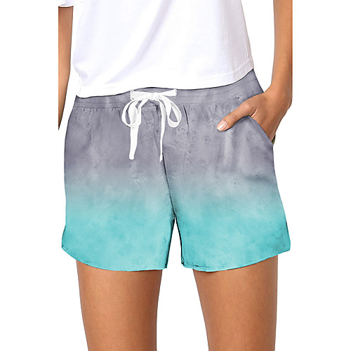 

Women's Stylish Streetwear Comfort Cotton Loose Daily Beach Shorts Pajamas Pants Tie Dye Short Drawstring Elastic Waist High Waist Light Blue Gray Gradient Purple Gradient Screen Color Screen Color