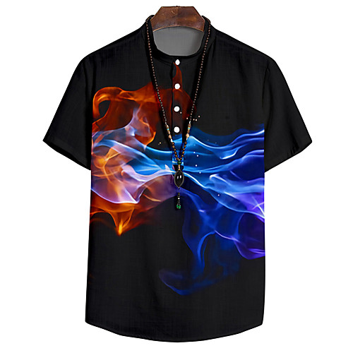 

Shirt Men's Lightning 3D Print Button-Down 3D Print Daily Short Sleeve Tops Casual Comfortable Black