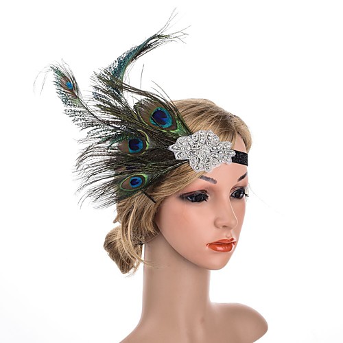 

1920s Retro Fabric Fascinators with Feather / Crystals / Sequin 1 PC Special Occasion / Party / Evening Headpiece