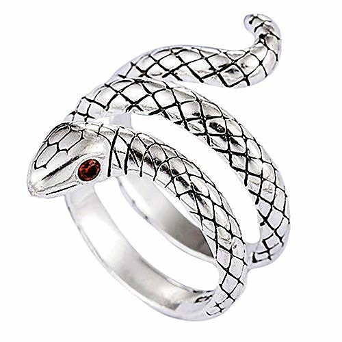 

kelistom vintage silver animal open ring, adjustable frog, snake, dragon, cat finger ring for women men teen girls boys fashion party jewelry (snake)