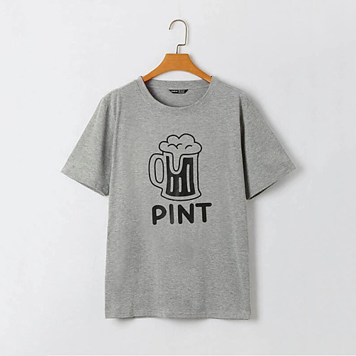 

Men's Unisex T shirt Hot Stamping Letter Plus Size Print Short Sleeve Casual Tops 100% Cotton Basic Casual Fashion Gray