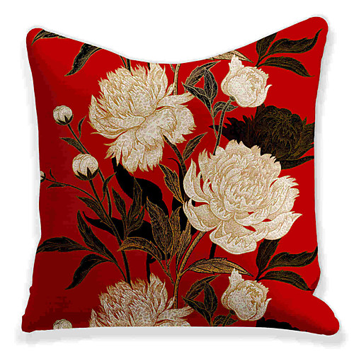 

Double Side 1 Pc Floral Cushion Cover Print 45x45cm Faux Linen for Sofa Bedroom