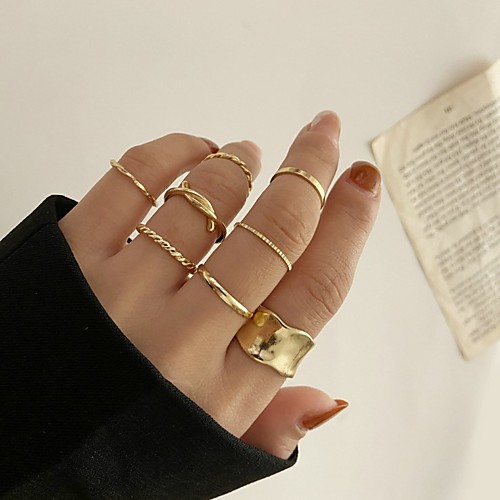 

Band Ring Geometrical Gold Alloy Stylish Simple European 8pcs Adjustable / Adjustable Ring