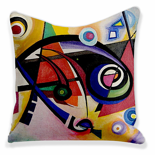 

Double Side 1 Pc Geometric Cushion Cover Print 45x45cm Faux Linen for Sofa Bedroom