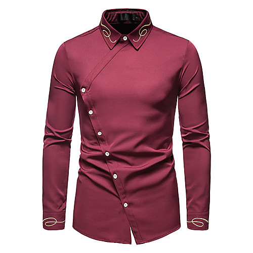 

Men's Shirt non-printing Solid Colored Long Sleeve Casual Tops White Black Red